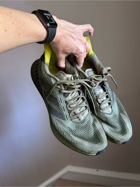 adidas Men's Olive and Yellow Athletic Running Shoes